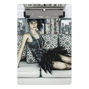 Mini Porte-bloc Illustration d'art de la mode Flapper des Années F