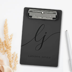 Mini Porte-bloc Initiales de calligraphie noir Monogramme Professi