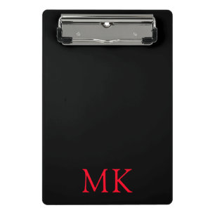 Mini Porte-bloc Initiales du Monogramme rouge noir moderne