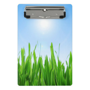 Mini Porte-bloc Jardin à l'herbe verte avec conception de ciel ble