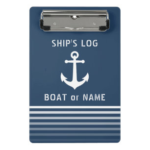 Mini Porte-bloc Journal de bord Nom du bateau Ancre marine Vintage