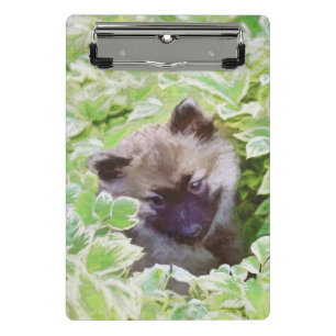 Mini Porte-bloc Keeshond Puppy in the Garden Peinture Art original
