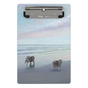 Mini Porte-bloc Keeshonds at the Seashore Peinture Dog Art