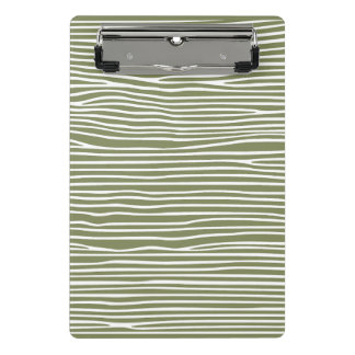 Mini Porte-bloc Lignes horizontales abstraites_blanc sur vert oliv