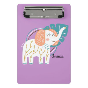 Mini Porte-bloc Little Elephant Boho Nom personnalisé