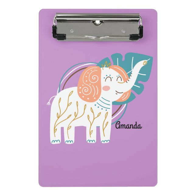 Mini Porte-bloc Little Elephant Boho Nom personnalisé (Devant)