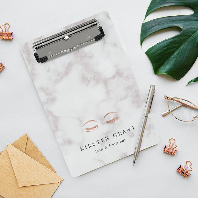 Mini Porte-bloc Marbre & Rose Gold Lashes & Brows Beauty Logo (Créateur téléchargé)