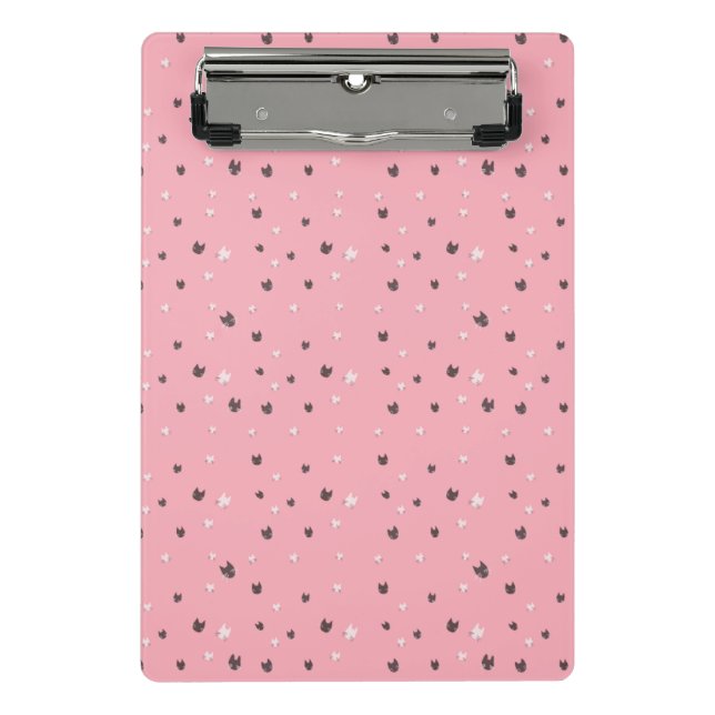 Mini Porte-bloc Minimal Cat Faces Pattern on Pink – Cute Pastel  (Devant)