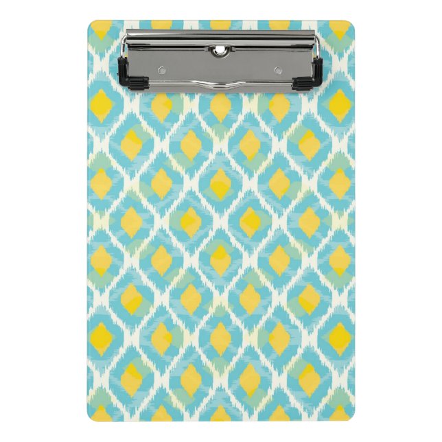 Mini Porte-bloc Mode jaune bleue d'ikat tribal moderne (Devant)