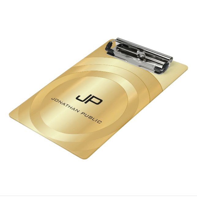 Mini Porte-bloc Modèle de monogramme d'or Faux glamour personnalis (Angle3)