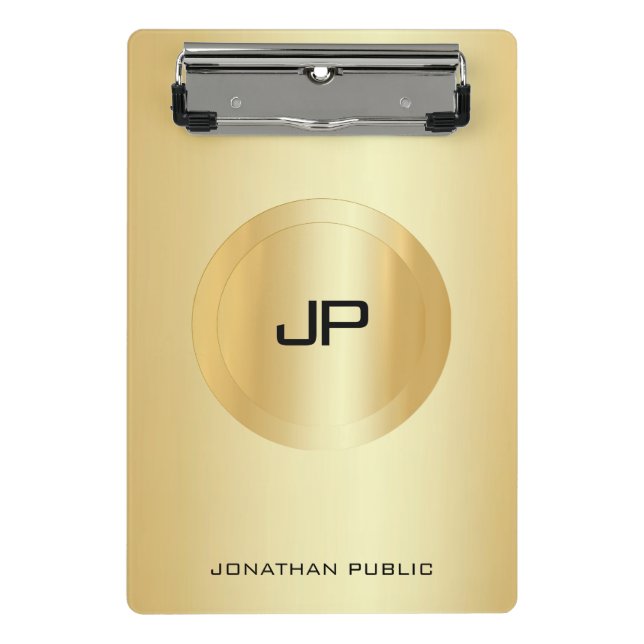 Mini Porte-bloc Modèle de monogramme Elégant Faux Gold personnalis (Devant)