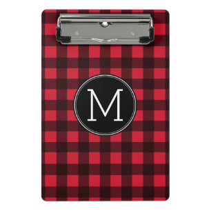 Mini Porte-bloc Monogramme de Motif de buffle rouge et noir rustiq