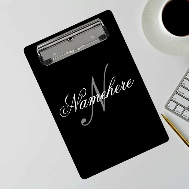 Mini Porte-bloc Monogramme de nom noir et blanc personnalisé uniqu (Créateur téléchargé)