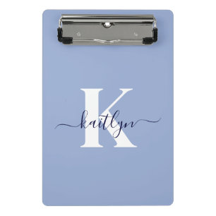 Mini Porte-bloc Monogramme de script bleu moderne