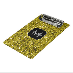 Mini Porte-bloc Monogramme doré foncé jaune faux parties scintilla