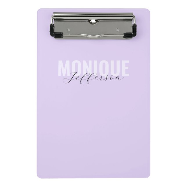 Mini Porte-bloc Monogramme élégant Nom moderne Lilac Lavender (Devant)