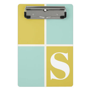 Mini Porte-bloc Monogramme géométrique bleu jaune moderne tendance