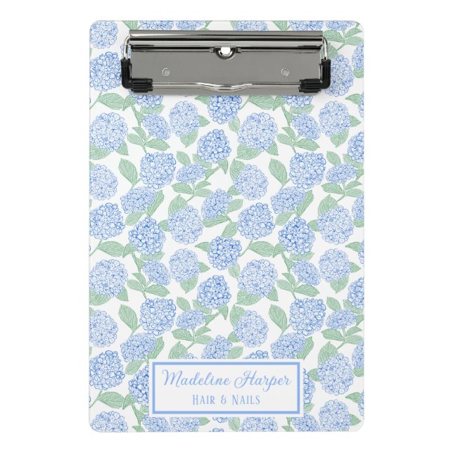 Mini Porte-bloc Monogramme Hydrangeas Bleu & Vert Prépa (Devant)