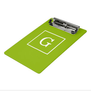 Mini Porte-bloc Monogramme initial encadré blanc vert pomme