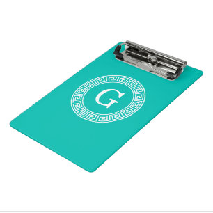 Mini Porte-bloc Monogramme initial turquoise Wht Key grecque