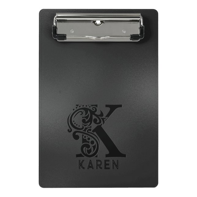 Mini Porte-bloc Monogramme K de luxe sur gris foncé (Devant)