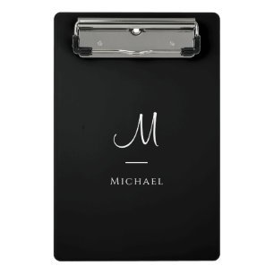 Mini Porte-bloc Monogramme Lettre initiale Noir Blanc Personnalisé