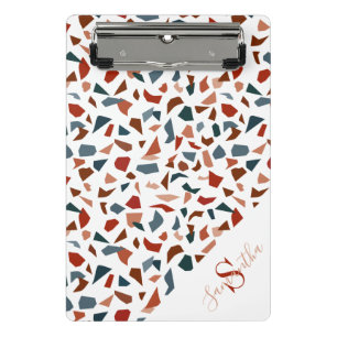 Mini Porte-bloc Monogramme & Nom Motif Moderne Abstrait De Terrazz