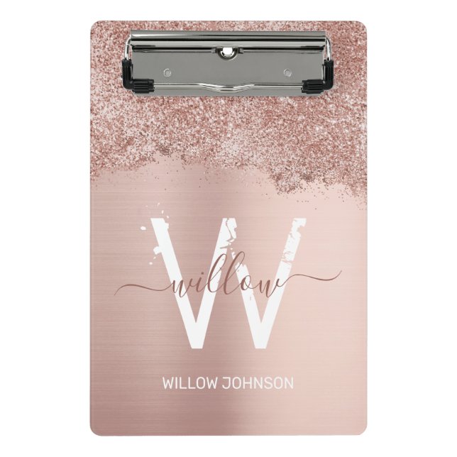 Mini Porte-bloc Monogramme rose Gold Blush Rose Girl Parties scint (Devant)