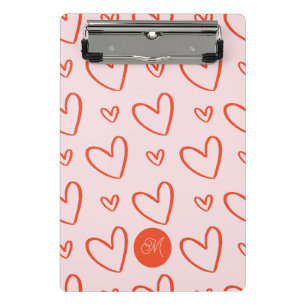 Mini Porte-bloc Monographie initiale - Coeurs rose et rouge