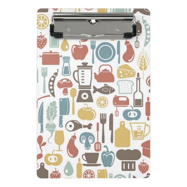 Mini Porte-bloc Motif avec des icônes de cuisine (Devant)