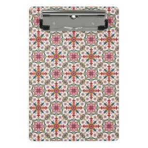 Mini Porte-bloc Motif bohème floral en rouge, rose et sarcelle