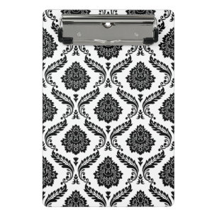 Mini Porte-bloc Motif Damassé Rococo Noir sur Blanc