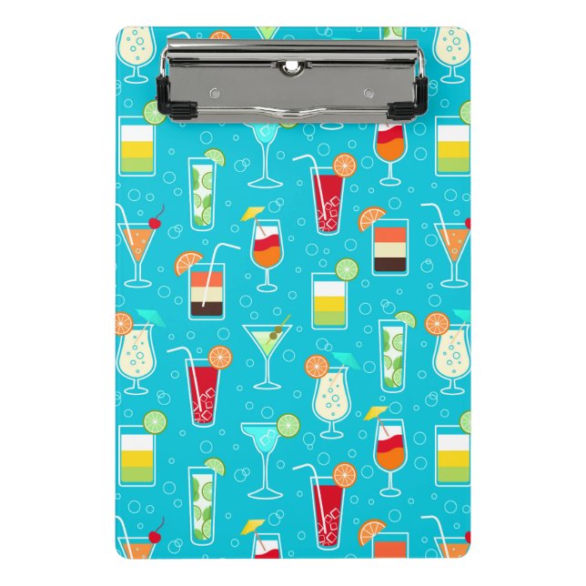 Mini Porte-bloc Motif de cocktail sur l'arrière - plan turquoise (Devant)