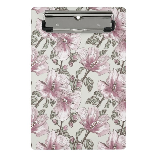 Mini Porte-bloc Motif de fleurs rose amorti de ketmie (Devant)