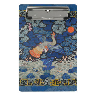 Mini Porte-bloc Motif de grue chinoise vintage : bleu impérial