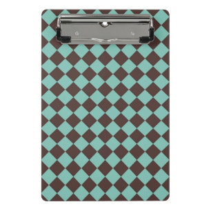 Mini Porte-bloc Motif diamant Brown Turquoise Checker