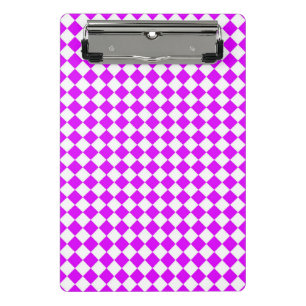 Mini Porte-bloc Motif diamant de Checker blanc violet