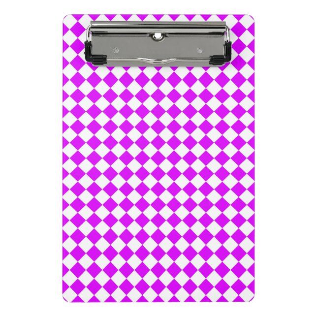 Mini Porte-bloc Motif diamant de Checker blanc violet (Devant)
