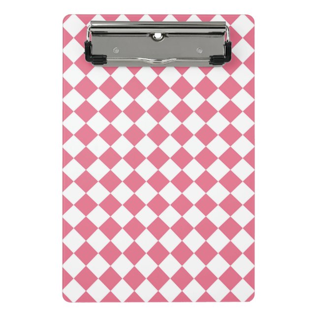 Mini Porte-bloc Motif diamant du Vérificateur blanc rose (Devant)