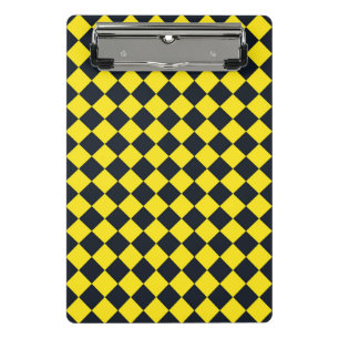 Mini Porte-bloc Motif diamant jaune de damier noir