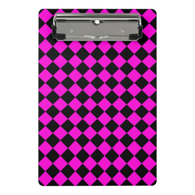 Mini Porte-bloc Motif diamant rose noir Checker (Devant)