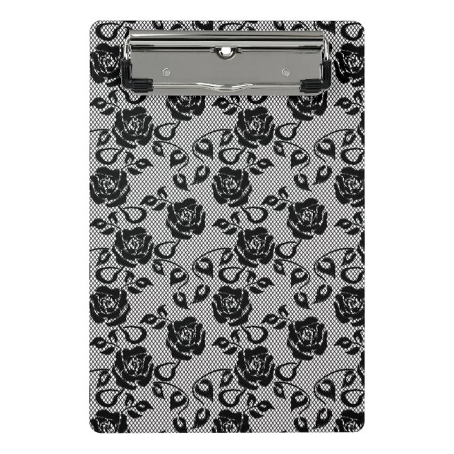 Mini Porte-bloc Motif noir de dentelle sur l'arrière - plan blanc (Devant)