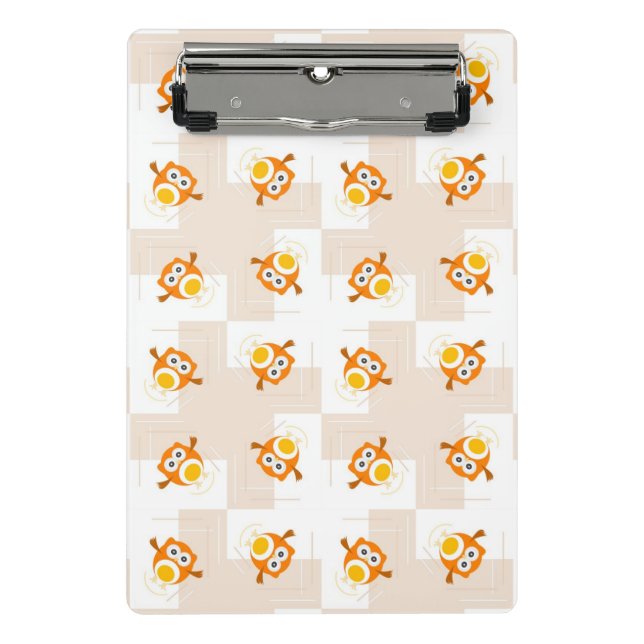 Mini Porte-bloc Motif orange d'illustration de hibou (Devant)