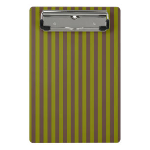 Mini Porte-bloc Motif rayé en chocolat brun et vert olive