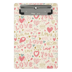 Mini Porte-bloc Motif romantique avec des coeurs et des lèvres