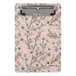Mini Porte-bloc Motif Sakura en fleurs de cerisier rose sur rose (