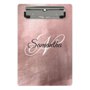 Mini Porte-bloc Noir et blanc fantaisie Monogramme Rose Gold Foil