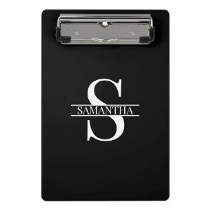 Mini Porte-bloc Nom de monogramme noir et blanc élégant personnali