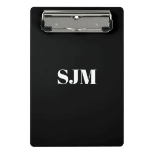 Mini Porte-bloc Nom monogramme personnalisé noir minimaliste