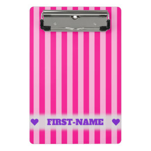 Mini Porte-bloc Nom personnalisé + Bandes roses claires et roses p